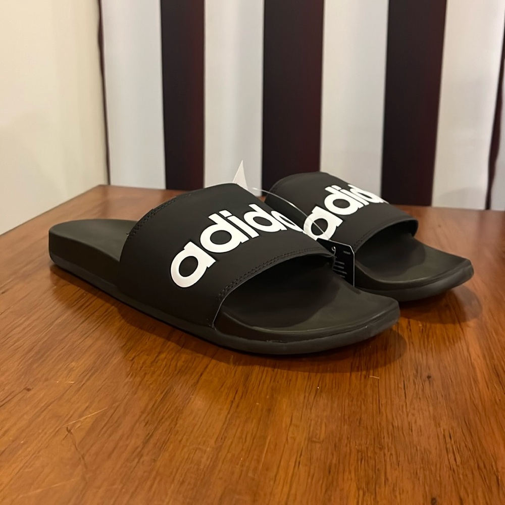 Adidas Adilette Comfort B42207 Slides Sandals Shoes new black white Mens Size 11